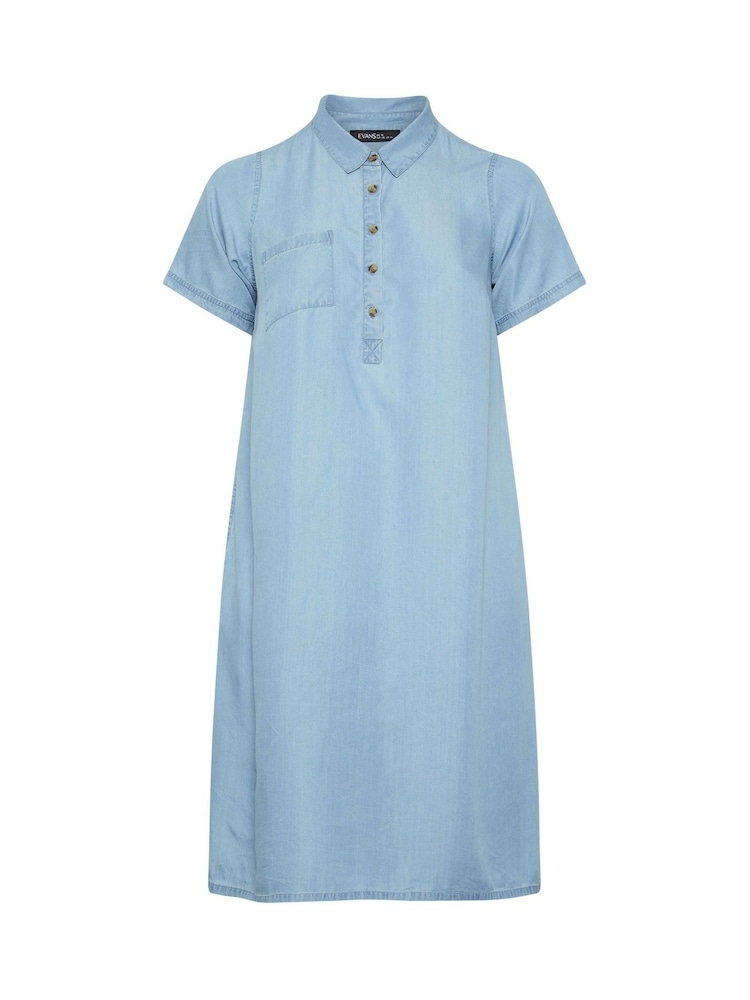 Evans Blue Lyocell Denim Dress - Image 6 of 6