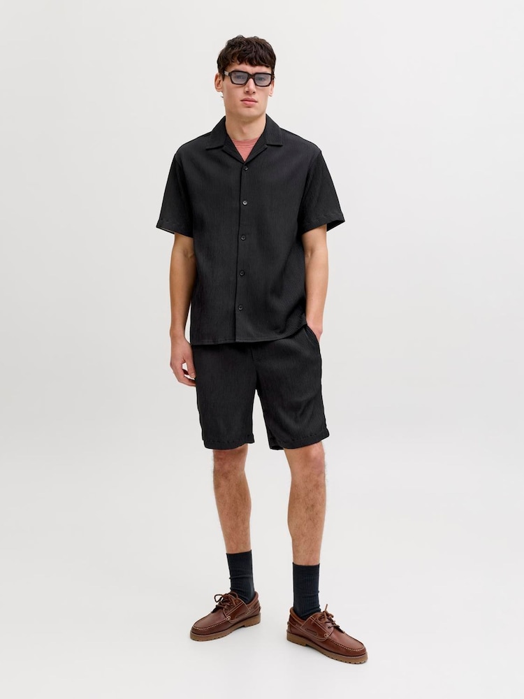 JACK & JONES Black Textured Resort Shirt & Shorts Set - Image 1 of 6