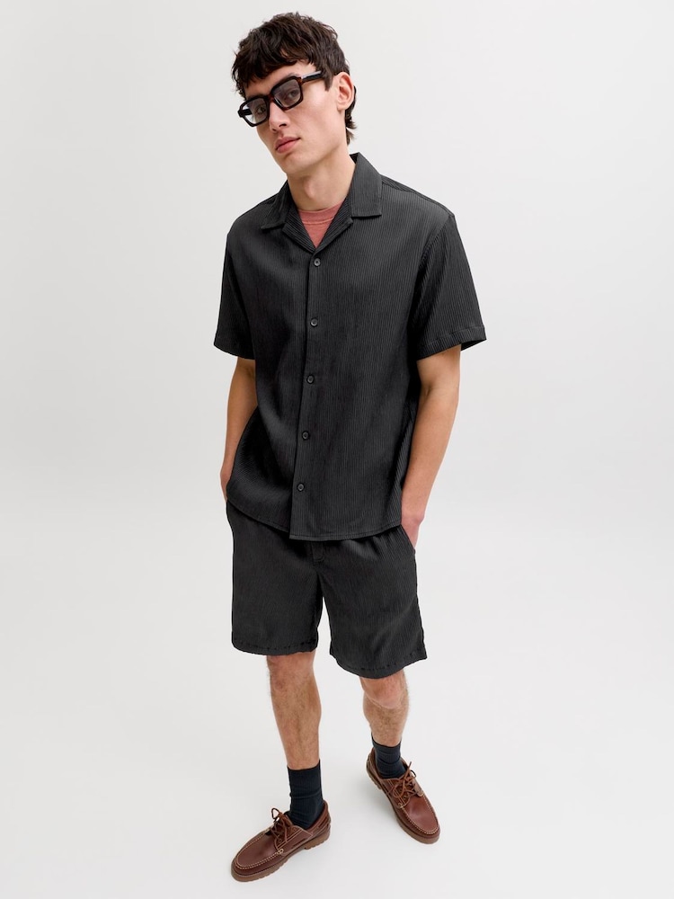 JACK & JONES Black Textured Resort Shirt & Shorts Set - Image 2 of 6