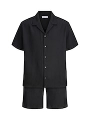 JACK & JONES Black Textured Resort Shirt & Shorts Set - Image 6 of 6