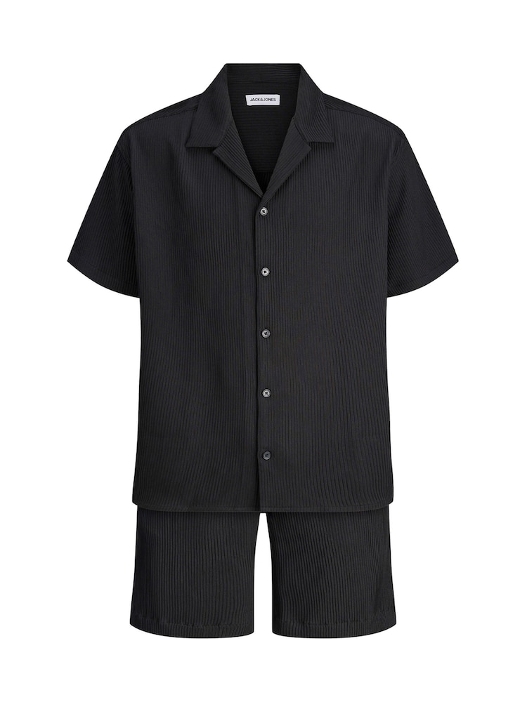 Czarny - JACK & JONES Textured Resort Shirt & Shorts Set - Obraz 7 z 7