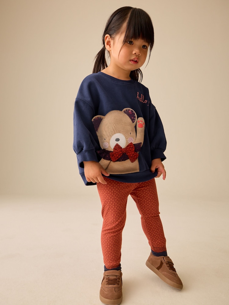 Navy Bear Sweatshirt and Leggings Set (3mths-7yrs) - Image 1 of 9 Navy Bear Sweatshirt and Leggings Set (3mths-7yrs) - Image 1 of 9