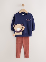 Navy Bear Sweatshirt and Leggings Set (3mths-7yrs) - Image 5 of 9