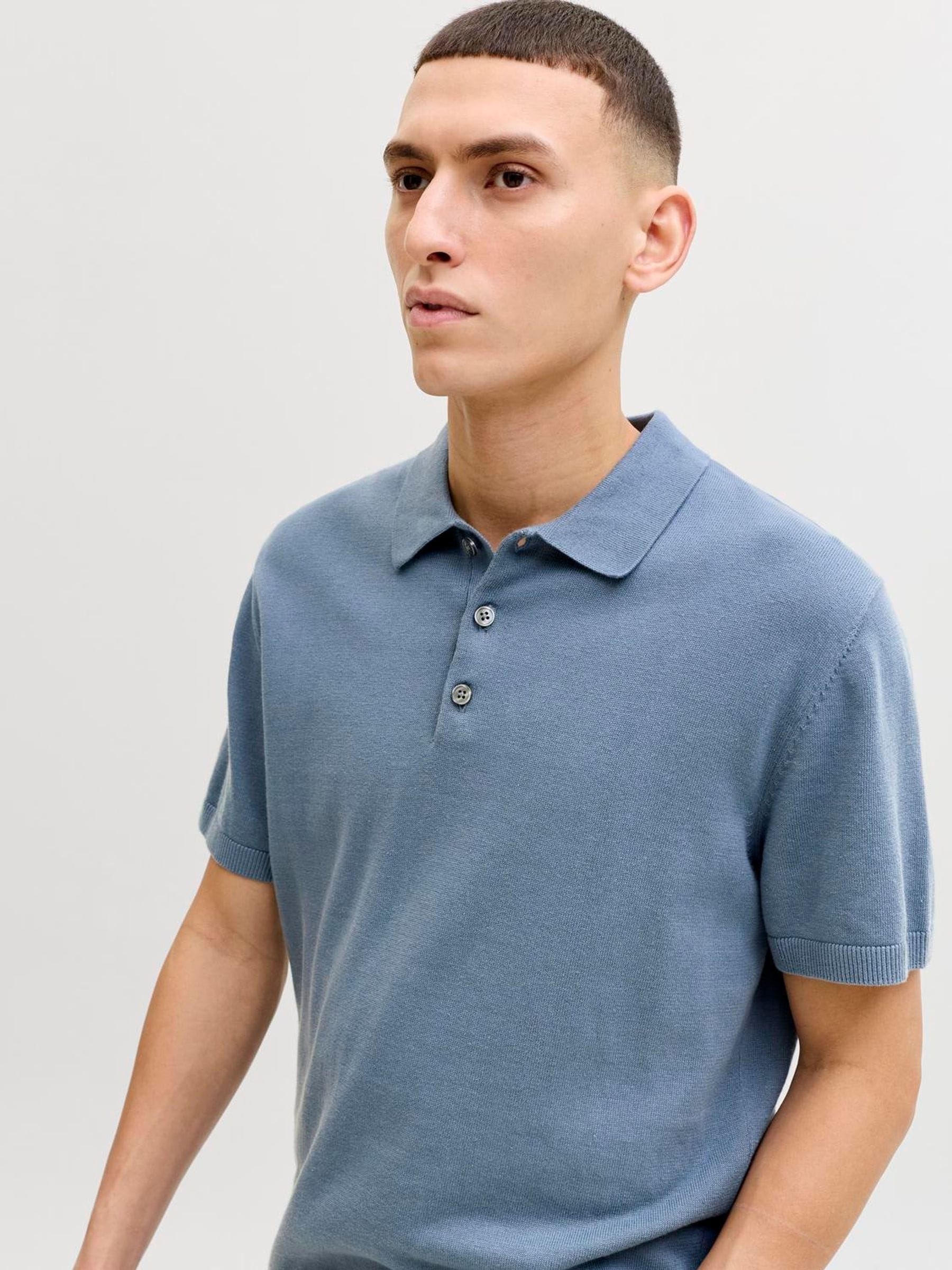 Buy JACK & JONES Blue Knitted Polo Shirt from Next Romania