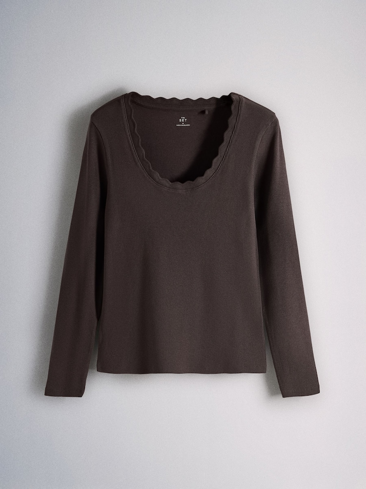 The Set 3 Pack Ribbed Scallop Scoop Long Sleeve T-Shirts - Εικόνα 2 του 6