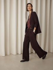 Burgundy Red Tailored Single Breasted Blazer With Wool - Image 2 of 7
