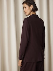 Burgundy Red Tailored Single Breasted Blazer With Wool - Image 4 of 7