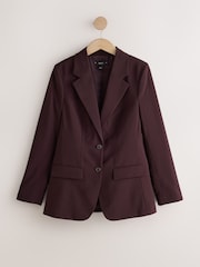 Burgundy Red Tailored Single Breasted Blazer With Wool - Image 5 of 7