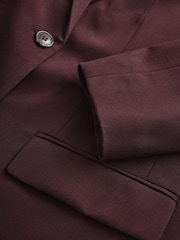 Burgundy Red Tailored Single Breasted Blazer With Wool - Image 6 of 7