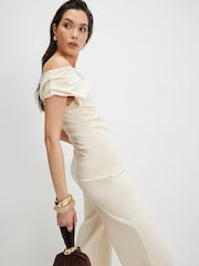 River Island Cream Sleeveless Asymmetric Drape Front Top - Image 3 of 4
