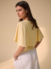 Lemon Yellow Short Sleeve Cape Top - Image 4 of 8