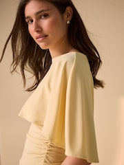 Lemon Yellow Short Sleeve Cape Top - Image 5 of 8