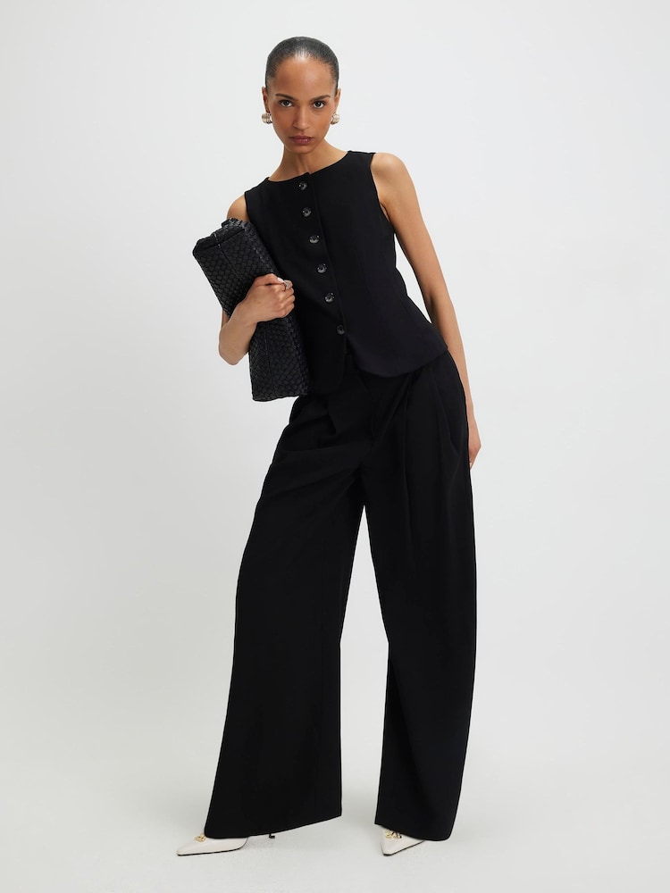 River Island Black High Waist Wide Leg Trousers - Image 1 of 4