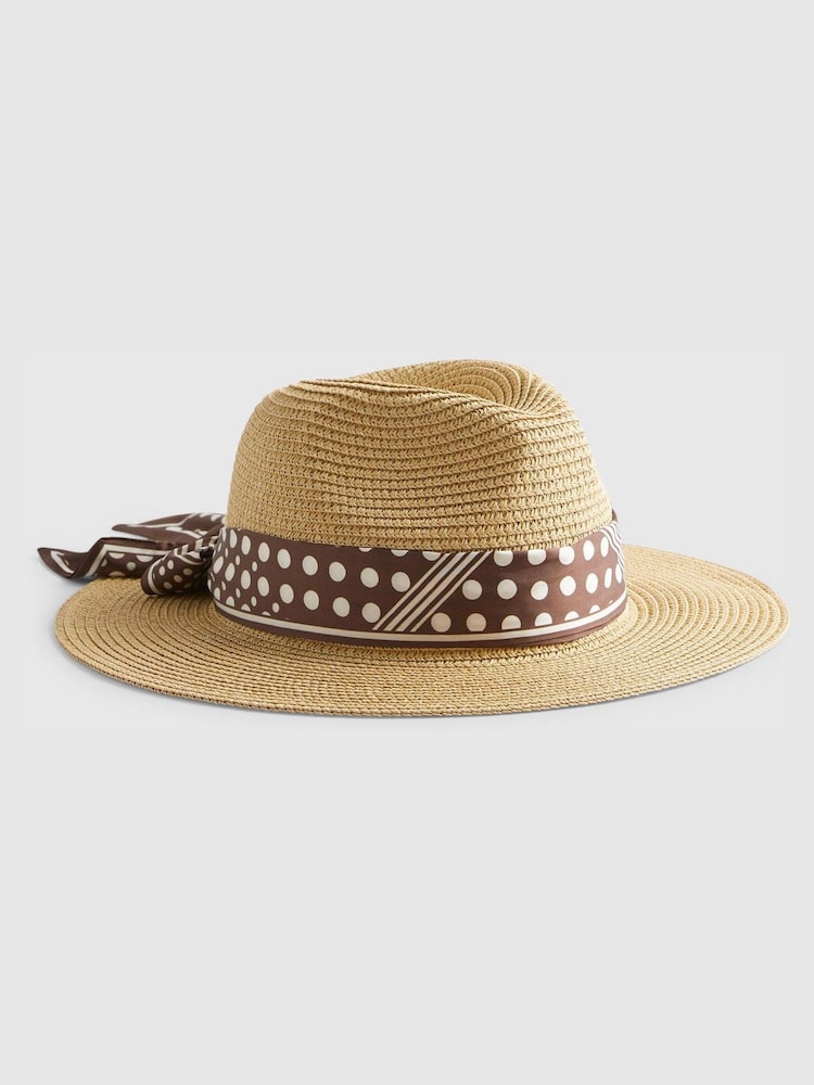 River Island Polka Dot Band Fedora Hat - Imagen 1 de 3