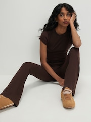 River Island High Waisted Rib Flare Leggings - תמונה 2 מתוך 4