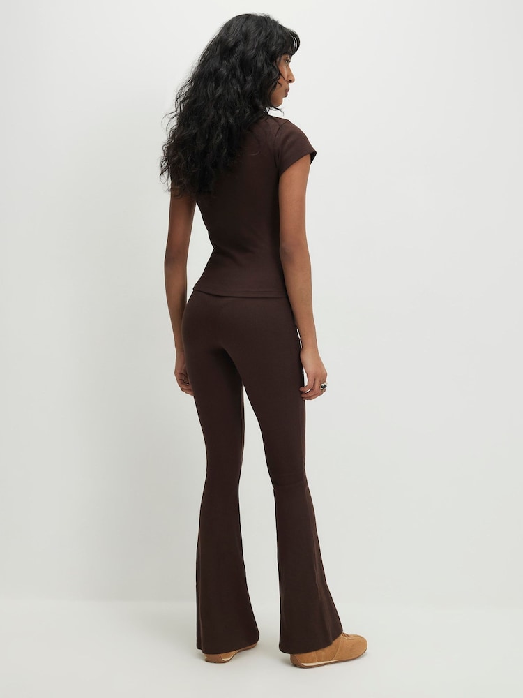 River Island High Waisted Rib Flare Leggings - תמונה 4 מתוך 4