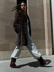 Chocolate Brown Standard fit N. Premium Kitten Heel Midi Leather Boots - Image 4 of 4