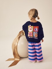 Navy/Purple Christmas Santa - Ensemble Sweat-shirt et Survêtement Ample (3mois-7ans) - Image 1 de 8