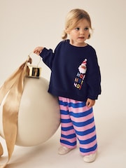 Navy/Purple Christmas Santa - Ensemble Sweat-shirt et Survêtement Ample (3mois-7ans) - Image 2 de 8