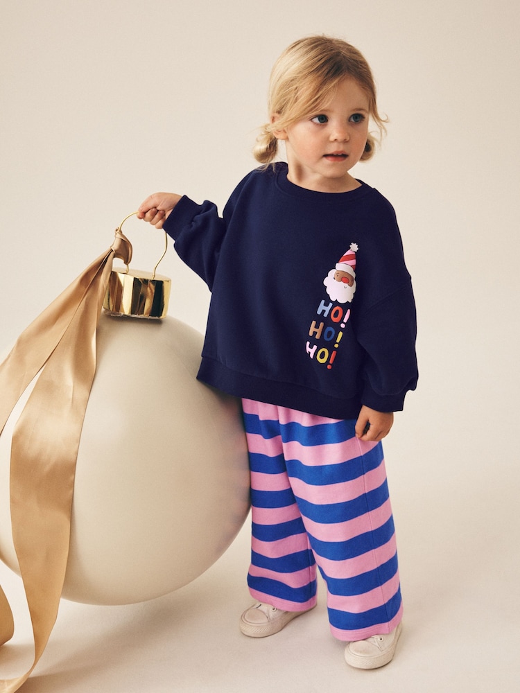 Navy/Purple Christmas Santa - Ensemble Sweat-shirt et Survêtement Ample (3mois-7ans) - Image 2 de 8 Navy/Purple Christmas Santa - Ensemble Sweat-shirt et Survêtement Ample (3mois-7ans) - Image 2 de 8