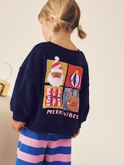 Navy/Purple Christmas Santa - Ensemble Sweat-shirt et Survêtement Ample (3mois-7ans) - Image 3 de 8