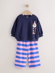 Navy/Purple Christmas Santa - Ensemble Sweat-shirt et Survêtement Ample (3mois-7ans) - Image 4 de 8