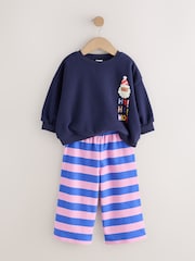 Navy/Purple Christmas Santa - Ensemble Sweat-shirt et Survêtement Ample (3mois-7ans) - Image 6 de 8