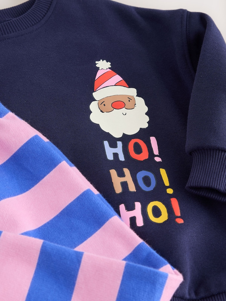 Navy/Purple Christmas Santa - Ensemble Sweat-shirt et Survêtement Ample (3mois-7ans) - Image 8 de 8 Navy/Purple Christmas Santa - Ensemble Sweat-shirt et Survêtement Ample (3mois-7ans) - Image 8 de 8
