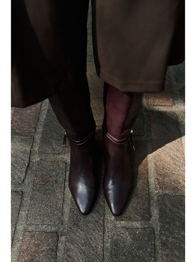 Burgundy Red Standard fit Forever Comfort® Toggle Chisel Toe Knee High Boots - Image 2 of 5
