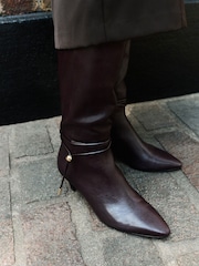 Burgundy Red Standard fit Forever Comfort® Toggle Chisel Toe Knee High Boots - Image 3 of 5