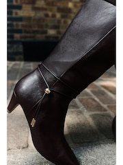 Burgundy Red Standard fit Forever Comfort® Toggle Chisel Toe Knee High Boots - Image 5 of 5