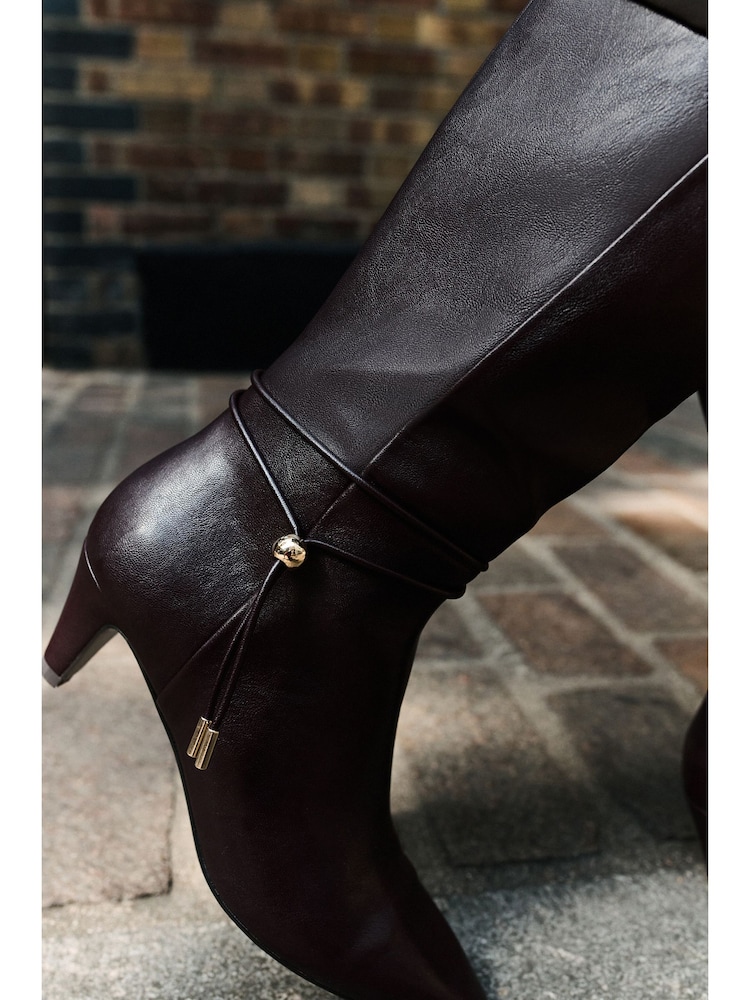 Burgundy Red Standard fit Forever Comfort® Toggle Chisel Toe Knee High Boots - Image 5 of 5