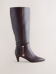 Burgundy Red Standard fit Forever Comfort® Toggle Chisel Toe Knee High Boots - Image 6 of 10
