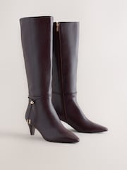 Burgundy Red Standard fit Forever Comfort® Toggle Chisel Toe Knee High Boots - Image 7 of 10