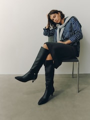 Black Standard fit Forever Comfort® Toggle Chisel Toe Knee High Boots - Image 1 of 5