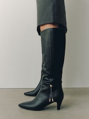 Black Standard fit Forever Comfort® Toggle Chisel Toe Knee High Boots - Image 3 of 5