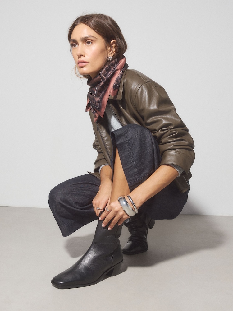 Black Standard fit Forever Comfort® Square Toe Leather Ankle Boots - Image 1 of 4 Black Standard fit Forever Comfort® Square Toe Leather Ankle Boots - Image 1 of 4