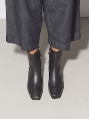 Black Standard fit Forever Comfort® Square Toe Leather Ankle Boots - Image 2 of 4