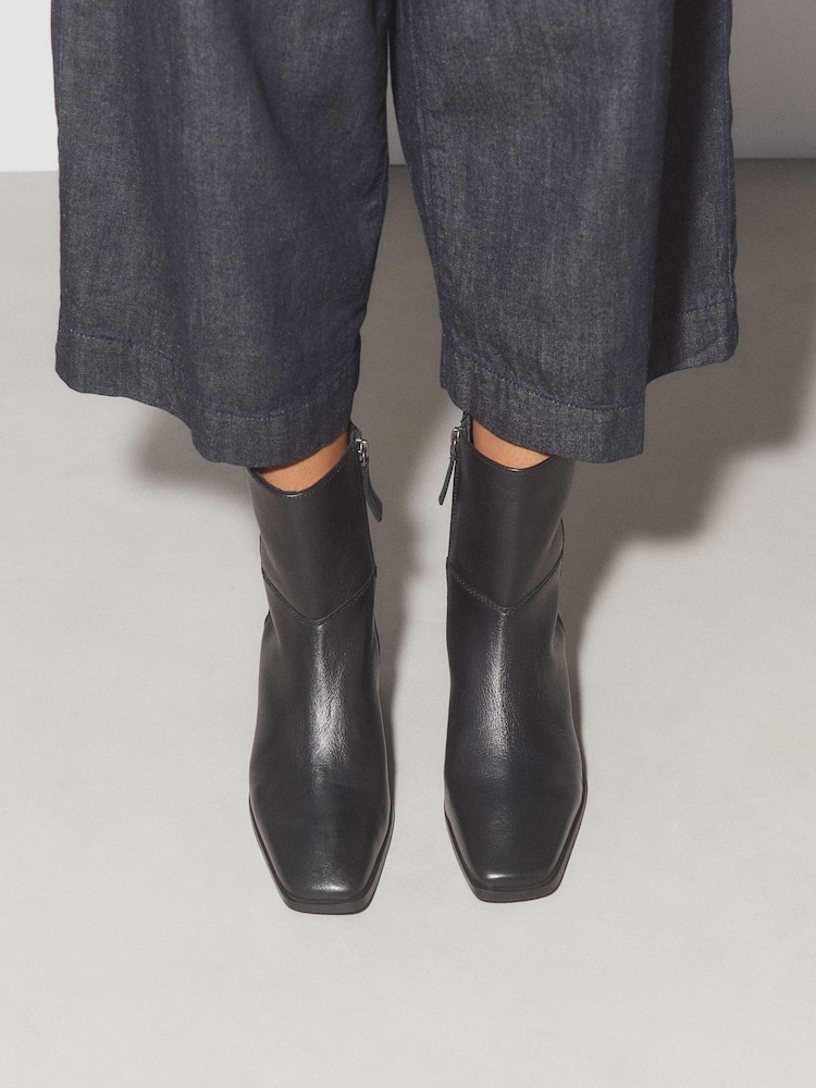 Black Standard fit Forever Comfort® Square Toe Leather Ankle Boots - Image 2 of 4 Black Standard fit Forever Comfort® Square Toe Leather Ankle Boots - Image 2 of 4