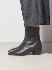 Black Standard fit Forever Comfort® Square Toe Leather Ankle Boots - Image 3 of 4