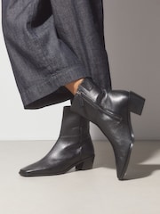 Black Standard fit Forever Comfort® Square Toe Leather Ankle Boots - Image 4 of 4