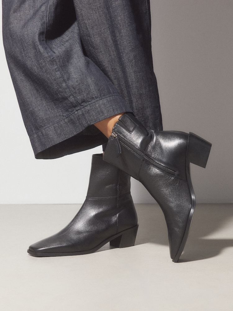 Black Standard fit Forever Comfort® Square Toe Leather Ankle Boots - Image 4 of 4 Black Standard fit Forever Comfort® Square Toe Leather Ankle Boots - Image 4 of 4