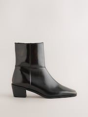 Chocolate Brown Standard fit Forever Comfort® Square Toe Leather Ankle Boots - Image 1 of 5