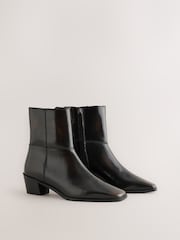 Chocolate Brown Standard fit Forever Comfort® Square Toe Leather Ankle Boots - Image 2 of 5
