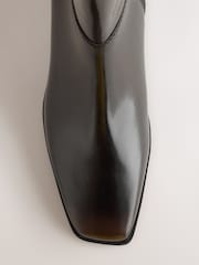 Chocolate Brown Standard fit Forever Comfort® Square Toe Leather Ankle Boots - Image 3 of 5