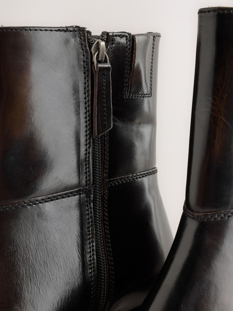 Chocolate Brown Standard fit Forever Comfort® Square Toe Leather Ankle Boots - Image 5 of 5 Chocolate Brown Standard fit Forever Comfort® Square Toe Leather Ankle Boots - Image 5 of 5