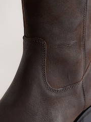 朱古力啡色 - Forever Comfort® Leather Knee High Pull On Boots - 圖片 10/10