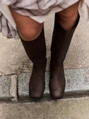 Chocolate Brown Standard fit Forever Comfort® Leather Knee High Pull On Boots - Image 2 of 5