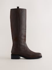 朱古力啡色 - Forever Comfort® Leather Knee High Pull On Boots - 圖片 6/10