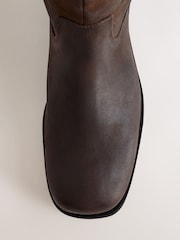 朱古力啡色 - Forever Comfort® Leather Knee High Pull On Boots - 圖片 8/10